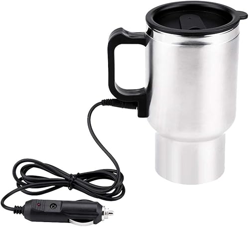 Miniatura 1 de Keenso Taza eléctrica de 12 V, taza de calefacción de viaje, 15.2 fl oz de acero inoxidable para coche, calentador de taza de café con encendedor de