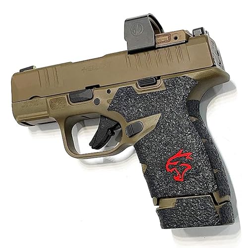 Handleitgrips Gun Grip Tape Compatible with Springfield Hellcat - Black Textured Rubber Pistol Grip Tape with Red Insert & 13rd Magazine Grip, Gun Parts & Accessories, Veteran Owned, Made in The USA