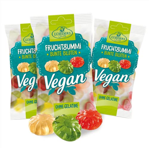 LÜHDERS - Bunte Blüten Fruchtgummi, vegan, (3er Set) je 80g Cover