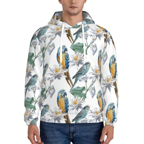 Sweat à capuche tendance imprimé perroquets avec finitions intérieures doublées - 2