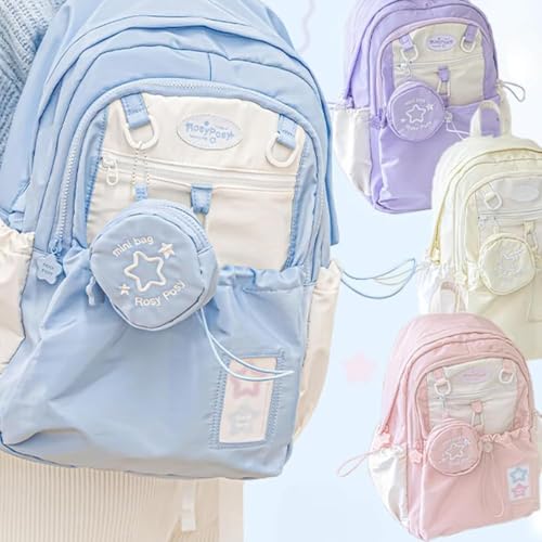 Rosy Posy Backpack, Rosyposy Soft Setting Cream Star Drawstring Backpack, Comfortable, Large Capacity, Durable Waterproof (Sky Blue)2