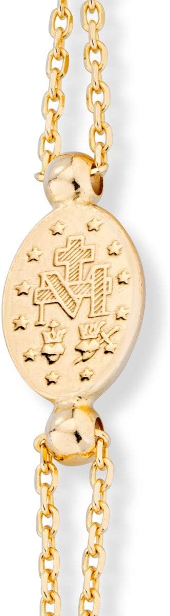 Miabella 18K Gold Plated 925 Sterling Silver Italian Natural Black Spinel Rosary Cross Charm Bead Bracelet for Women, Adjustable Link Chain, Bracelet made in Italy - Image 4