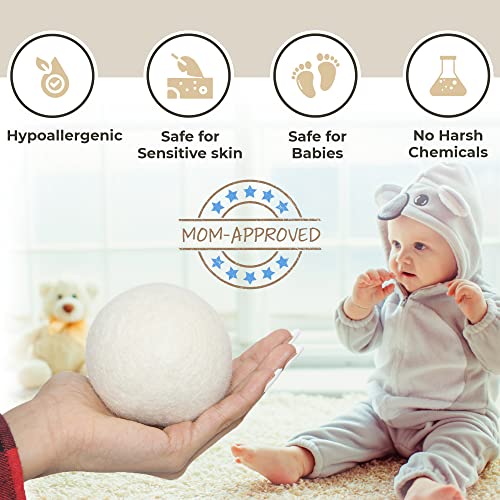 Abia's Wool Dryer Balls 6-Pack - New Zealand Xl Premium Organic Laundry Balls For Dryer | Reusable And Handmade | Natural Fabric Softener, Reduce Wrinkles And Drying Time | Anti Static, Lint Free #TOP3