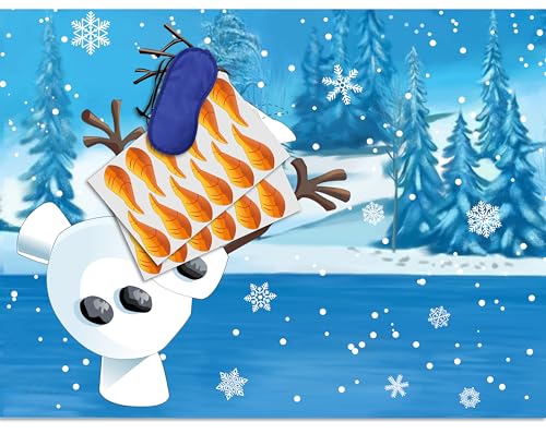 Hrency Pin The Nose on The Snowman Game for Kids Christmas Party Game for Kids Snowman Pin Game with 24Pcs Nose Stickers Birthday Party Supplies Activities