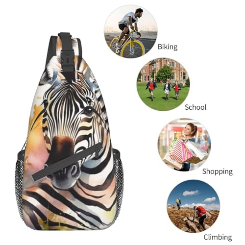 Bolso tipo bandolera unisex con estampado acuarela cebra miniatura 6