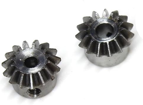 pinion gear 2PCS 0.8M 15T Bevel Pinion Gear 11 Bevel Gear 3mm 4mm 5mm 6mm 6.35mm Bore Hole 0.8 Module 15 Teeth Brass Bevel Gear M3 Screw bore shaft  Color 0.8M 15T , Size 4mm natural Steel