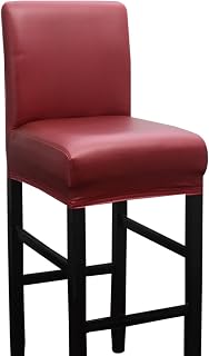 Pu Leather Chair Covers, Stretchy and Washable, Suitable for Cafes, Bars, Clubs, Pubs, D, 2-Pack