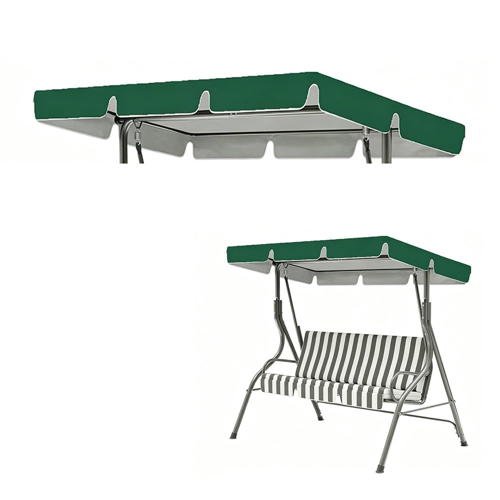 BEWEGNLNHK ﻿56x47/75x52/98x73in Patio Swing Canopy Replacement Cover, 2/3 Seater Waterproof Swing Chair Canopy Replacement For Porch Yard Garden(Dark green,249x185cm/98x73in)