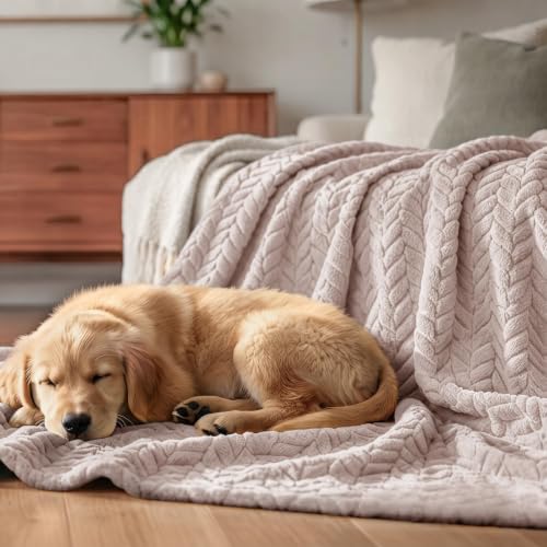 Image of Exclusivo Mezcla Fleece Throw Blanket for Couch Sofa, 50 inchx70 inch, Camel