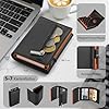 TEEHON Geldbörse Herren, Portmonee Herren mit Münzfach & RFID Schutz, Magnetischer Slim Wallet, Leder Portmonee, 7 Kartenetui, ID-Fenster - Schwarz Orange (Schwarz Orange) #1