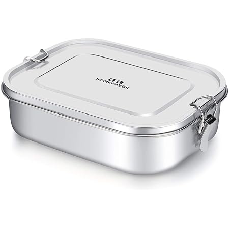 G.a HOMEFAVOR Stainless Steel Bento Lunch Food Box Container, Large 1400ML Metal Bento Lunch Box Container for Kids or Adults - Lockable Clips to Leak Proof - BPA-Free - Dishwasher Safe