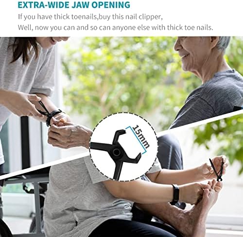 SZQHT Ultra Wide Jaw Opening Nail Clippers Set Toenail Clippers for Thick Nails Cutter For Ingrown Manicure,Pedicure,Men & Women Big(Black)