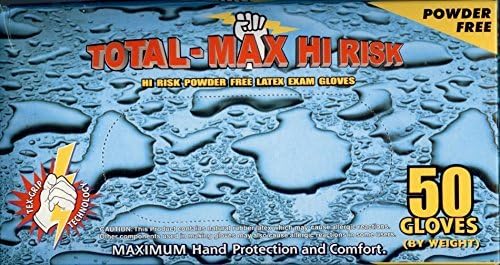 Emerald Total Max High Risk Latex Powder-Free Exam Gloves 15 mil Medium, Case (10 BX/CS)
