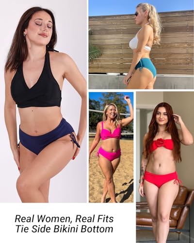 Daci Women Mid Waist Bikini Bottoms - Full Coverage Swim Bathing Suit Bottom Side Tied Swimsuit Bottoms4