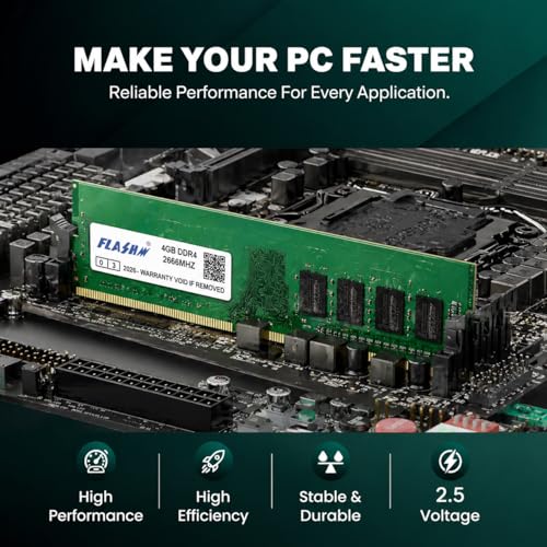 Image of 4GB DDR4 Desktop RAM, 2666MHz, PC4-21300, Long DIMM Memory Module for PC