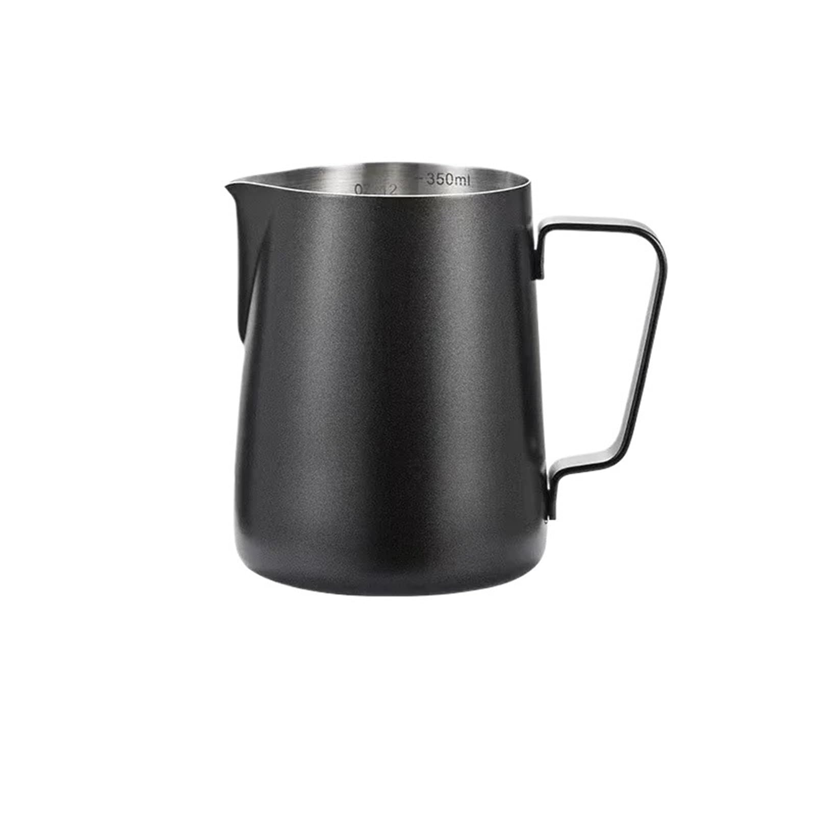 LINYpA66 Stainless Steel Milk Pitcher 350/600ml Stainless Steel Milk Frothing Pitcher Cup Long Rounded Spout Milk Frother Jug Cafe Office Use(Black-350ML)