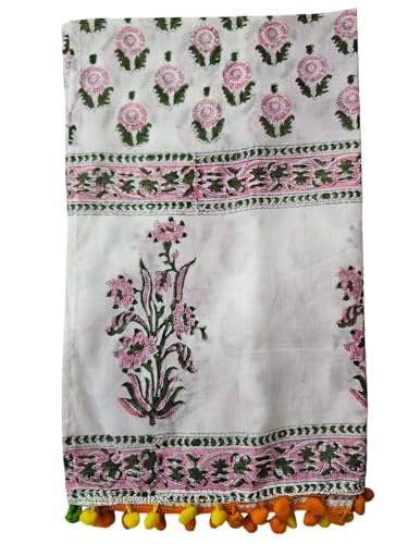 INDIANHANDICRAFTS 5 Pc Mix Lot Indian Cotton Scarves, Women Party Wear Hand Block Printed Dabu Print Scarf, Size 22x72 Inch4