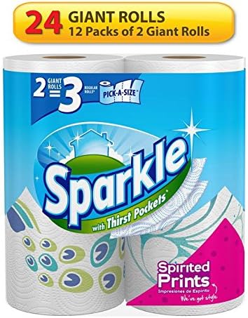 Sparkle Paper Towels, 24 Giant Rolls, Pick-A-Size, Spirited Prints
