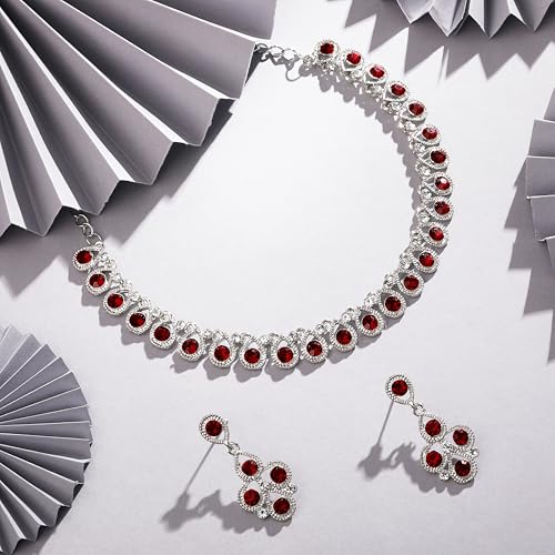 Image of Atasi International Diamond /Stones Necklace Set with Earrings for Women | Stylish Jewellery for Party, Wedding and Festive Occasions | Fashion Accessories