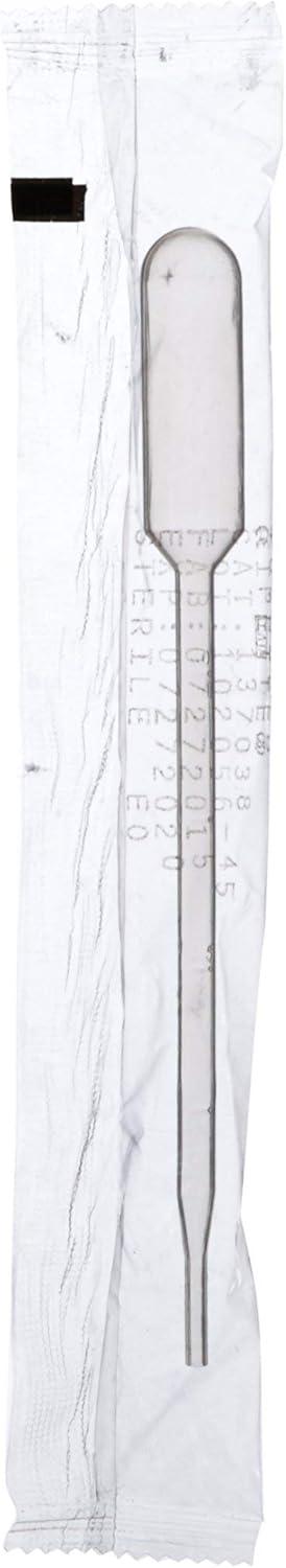 Globe Scientific 137038 LDPE Graduated Transfer Pipet, Large Bulb, Sterile, Individually Wrapped, Cellophane Pack, 145mm Length, 5.0mL Capacity (Case of 400): Science Lab Transfer Pipettes: Industrial & Scientific