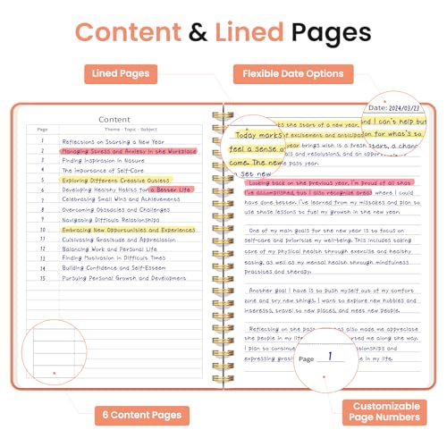 Image of Taja Lined Spiral Journal Notebook for Women & Men, 140 Pages, College Ruled Hardcover Notebook for Work & Note Taking, Journals for Writing, A5(5.7 inch x 7.9 inch) - Coral