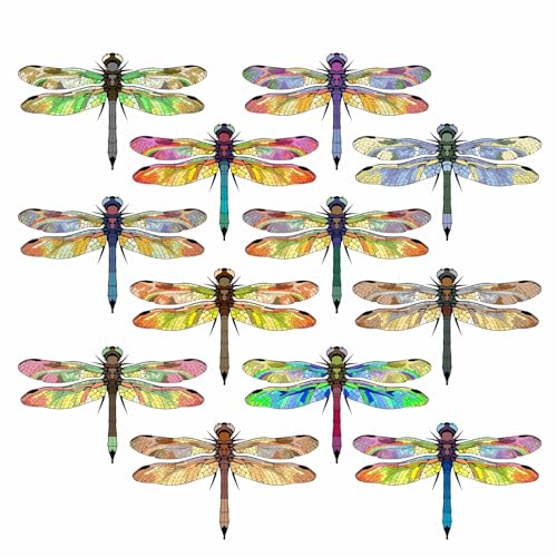 12 Piece Dragonfly Window Cling Decal Set for Bird Safety and Glass Collisions. Preventing Birds Strike. Anti Collision Sticker Home Decor. Decorative Dragonflies. Made in America.