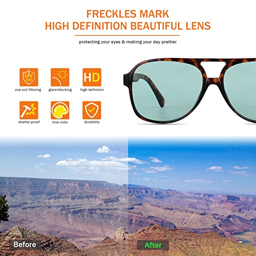 Image of Freckles Mark Vintage Retro 70s Sunglasses for Women Men Classic Large Square Aviator Trendy Glasses