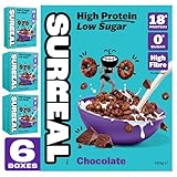 Surreal Chocolate Cereal - High Protein Cereal 6 Pack - Zero Sugar- Healthy Plant Based Cereal - High in Fibre - Low Carb - Gluten Free - Vegan - 18g of Protein, 0g of Sugar - 240g per Box