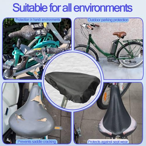 Image of Waterproof Bicycle Seat Covers Dustproof Rainproof UV-Resistant and Windproof Easy to Install and Clean Reusable Suitable for Men's and Women's Mountain Bike and Narrow Seats(2pcs Black)