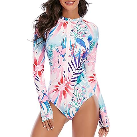 Zando Women's Long Sleeve One-Piece Swimsuit Cover