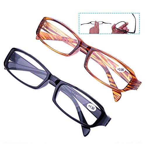 ACXZ Lot de 2 Lunettes de Lecture Verre de Presbyte légères pour Hommes Femmes, Lunettes Nerd, Lunettes à Monture en Noir et écaille de Tortue(1.0, 1.5, 2.0, 2.5, 3.0) Cover