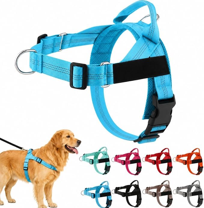 Escape Proof Dog Harness, Reflective Adjustable Dog Training Vest Soft Padded Comfort Fit Escape Proof Dogs Harness for Outdoor Walking