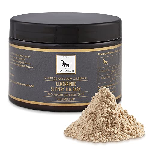 LILA LOVES IT Magen Darmflora für Hunde - unterstützt die Verdauung & schützt die Magenschleimhaut, rein pflanzlich & entzündungshemmend, ULMENRINDE, 90 g