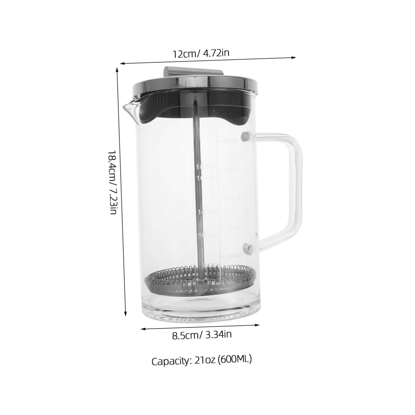 OUNONA 1Pc Household Coffee Pot with Scale Manual Coffee Press Teapot Tea Transparent Design for Home Use