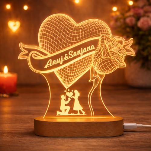Image of Anniversary Couple Lamp (Heart Rose)