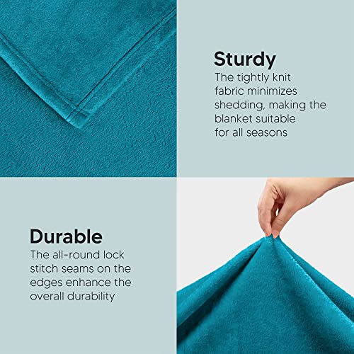 Utopia Bedding Fleece Blanket Throw Size Turquoise 300GSM Luxury Anti-Static Fuzzy Soft Microfiber Blanket for Couch, Sofa and Bed (50x60 Inch) by Utopia Bedding - Image 5