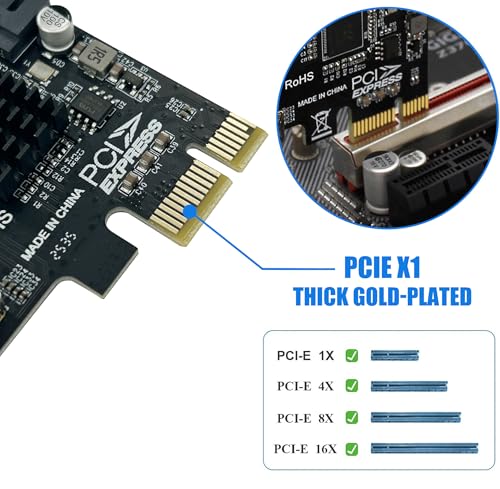 Image of PCI-E USB 3.2 GEN1 Card 4-port PCI Express to USB-A Expansion Card, 5Gbps USB 3.0 Port Controller Adapter for Windows 11 /10 /8 /7 /XP /Vista /LINUX, Can Connects to High Power Devices to 15PIN Power Supply