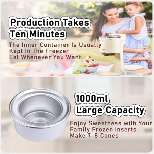 ANGDI Automatische Eismaschine, tragbare Softeismaschine, 1000-ml-Joghurt-Eismaschine, EIN-Knopf-Bedienung, Mini-Frucht-Softeis-Sorbet-Maschine for die DIY-Küche – Bild 4
