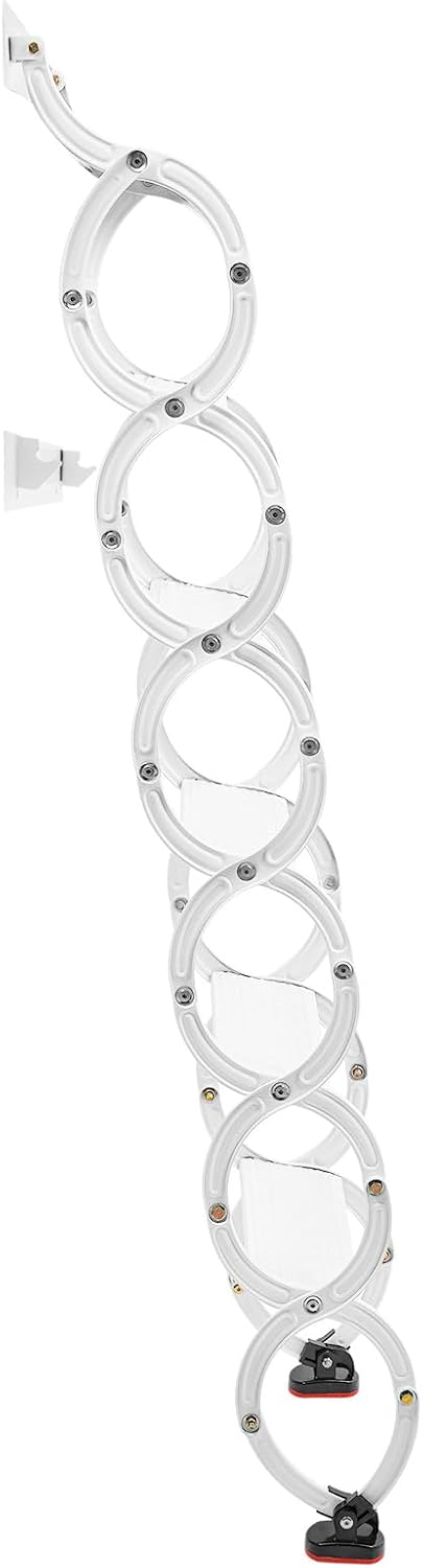 6 Step Wall Mounted Attic Ladder, Pull Down Telescoping Step Ladders 661 lbs Capacity, Anti-Slip Retractable Folding Stairs for Loft, Garage, Warehouse & Home Use (White, 6 Step)