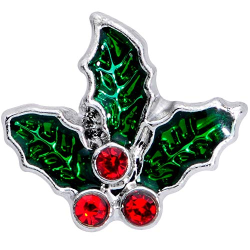 Body Candy 16G Womens Stainless Steel Red Accent Holly Berry Cartilage Earring Helix Tragus Jewelry 1/4" #TOP1