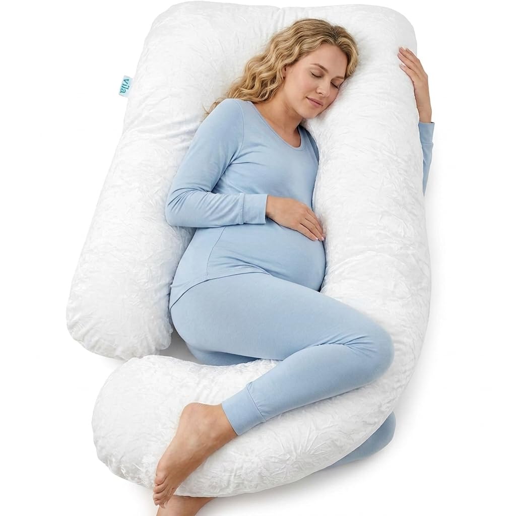 VILA by Nordic Cloud U-Shaped Pregnancy Pillow White Velvet 70x140cm