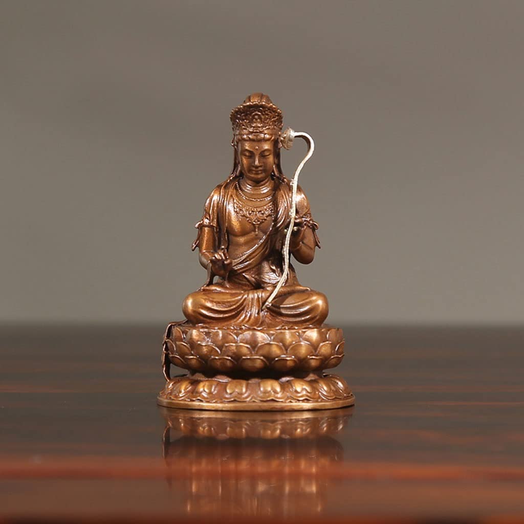Estatua de Buda meditando Décor de estatuas Sentado Buda Antique Zen Buddha Atractivo y Sereno Pequeño Buda Estatua Deco 19" (Color : Brown)