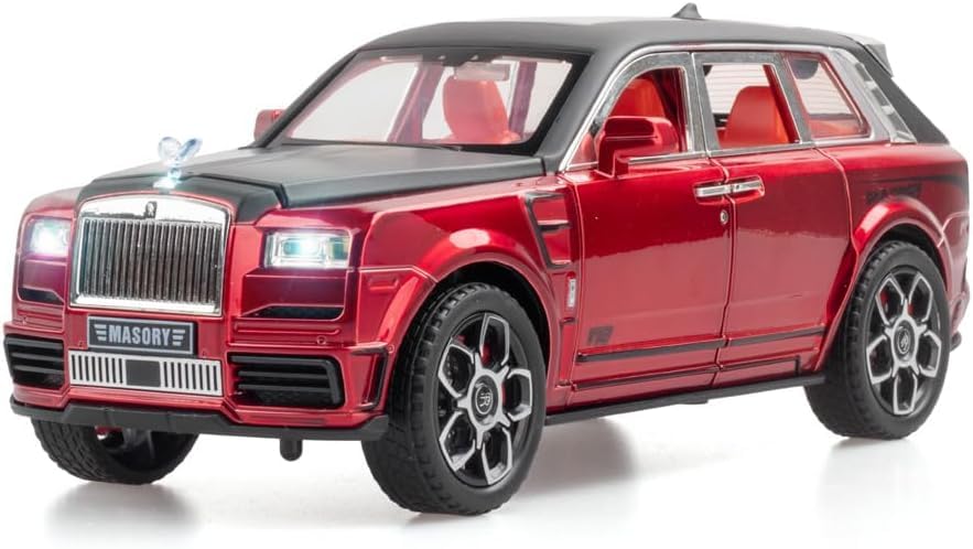 Image of 1:32 Rolls Royce Cullinan Diecast Model Car, Luxury SUV Toy with Openable Doors, Pull Back Action, Lights & Sound - Collectible Gift for Kids & Adults (Red)
