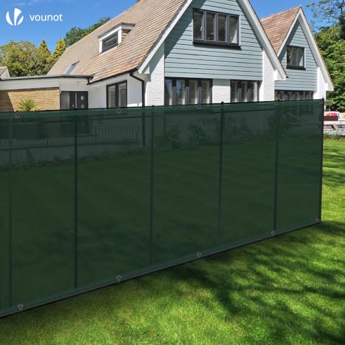 VOUNOT® Zaunblende 1.5×10m, Sichtschutz Zaun HDPE Schattiernetz, Windschutz UV-resistent Reißfest, 75% Beschattungsgrad, mit Löcher, Spezialclipund und Kabelbinder, Grün