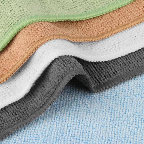 Image of Orighty Washcloths Bulk, 50 Pack Highly Absorbent & Soft Feel Microfiber Face Towels, Multi-Purpose Wash Cloths & Hand Towels for Bathroom, Hotel, Spa, and Gym, 12x12 Inch, Multicolor