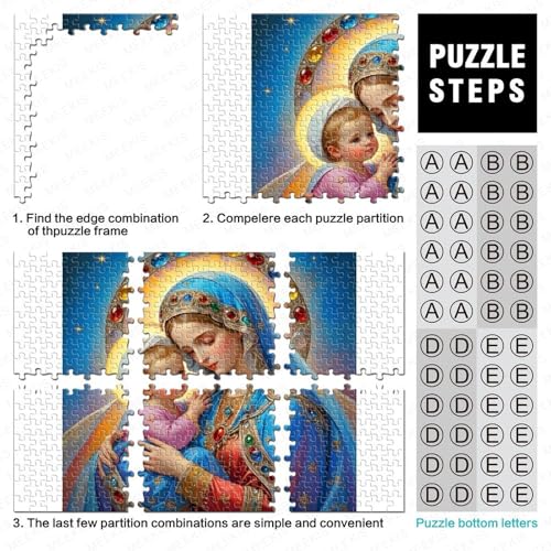 Puzzle de 1000 piezas de la Virgen María, ideal para relajarse en familia con arte religioso. 4
