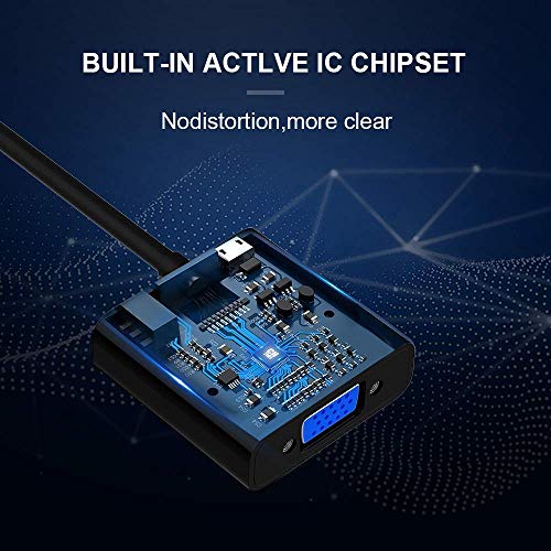 Image of BigPlayer HDMI to VGA Adapter Cable - HDMI Male to VGA Female Video Converter for Monitor, Projector, Display, Compatible with Laptop, PC, TV Box, Graphics Card, Plug and Play (Black)