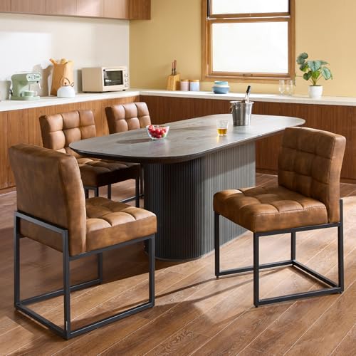 GrandNoor Faux Leather Dining Chairs Set
