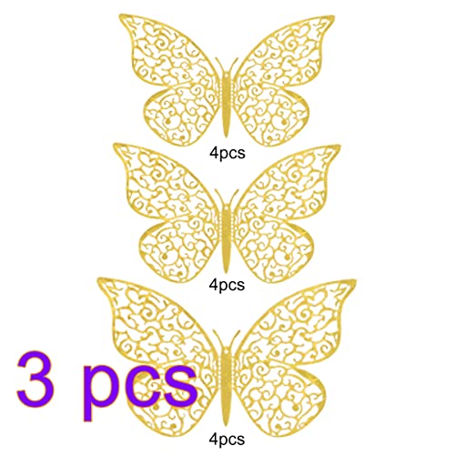 36 vinilos decorativos mariposas 3D removibles doradas miniatura 2