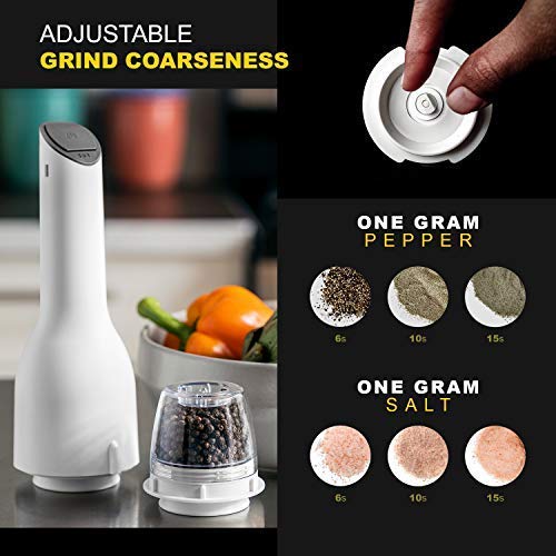 FinaMill Electric Grinder – Grind More Than Just Pepper. Store Each Spice In Separate Interchangeable Pod, Swap With One Hand. 1 Mill 1 Pod Included - Gray